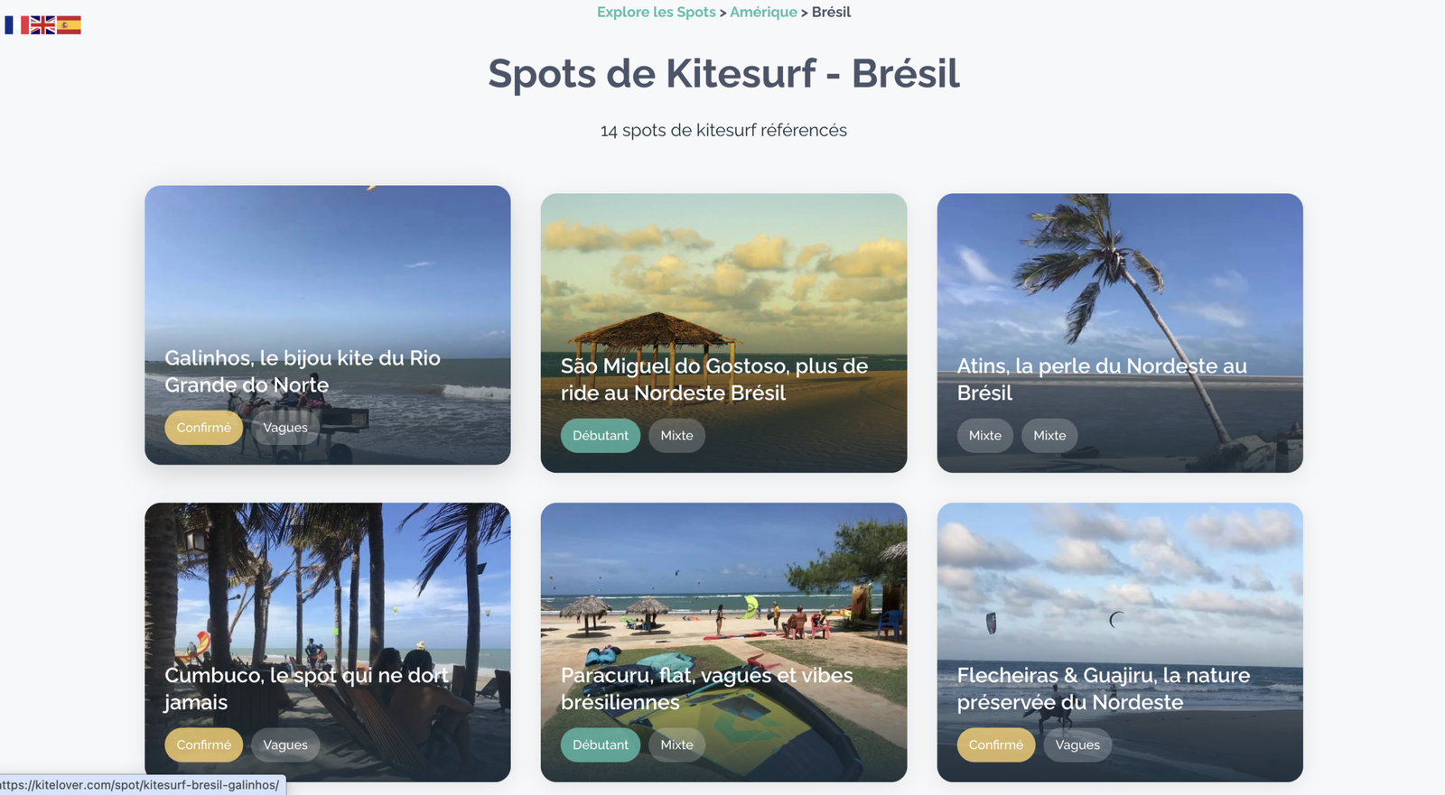 spots dans le monde kitelover